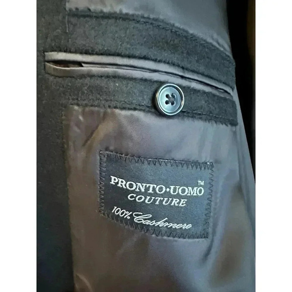 Pronto Uomo Couture 100% Cashmere Blazer Sport Coat Black - Picture 6 of 8